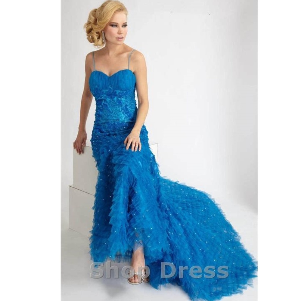 Floor length straight gown by Janique